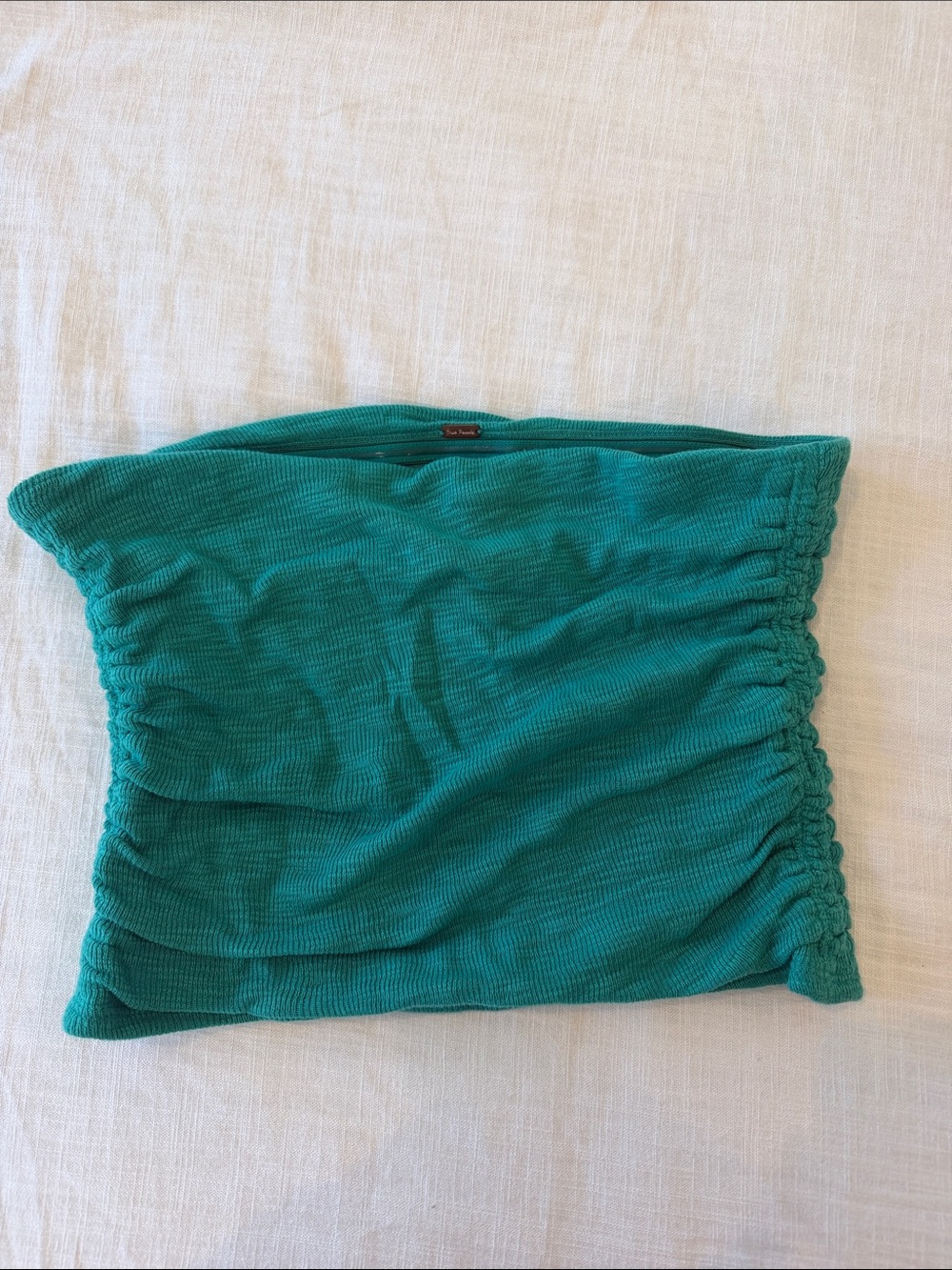 Free People Teal Crochet-Trim Strapless Crop Top